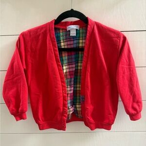 Vintage 80s OshKosh Boy's Long Sleeve Cardigan Red Button Up Plaid Sweater 7